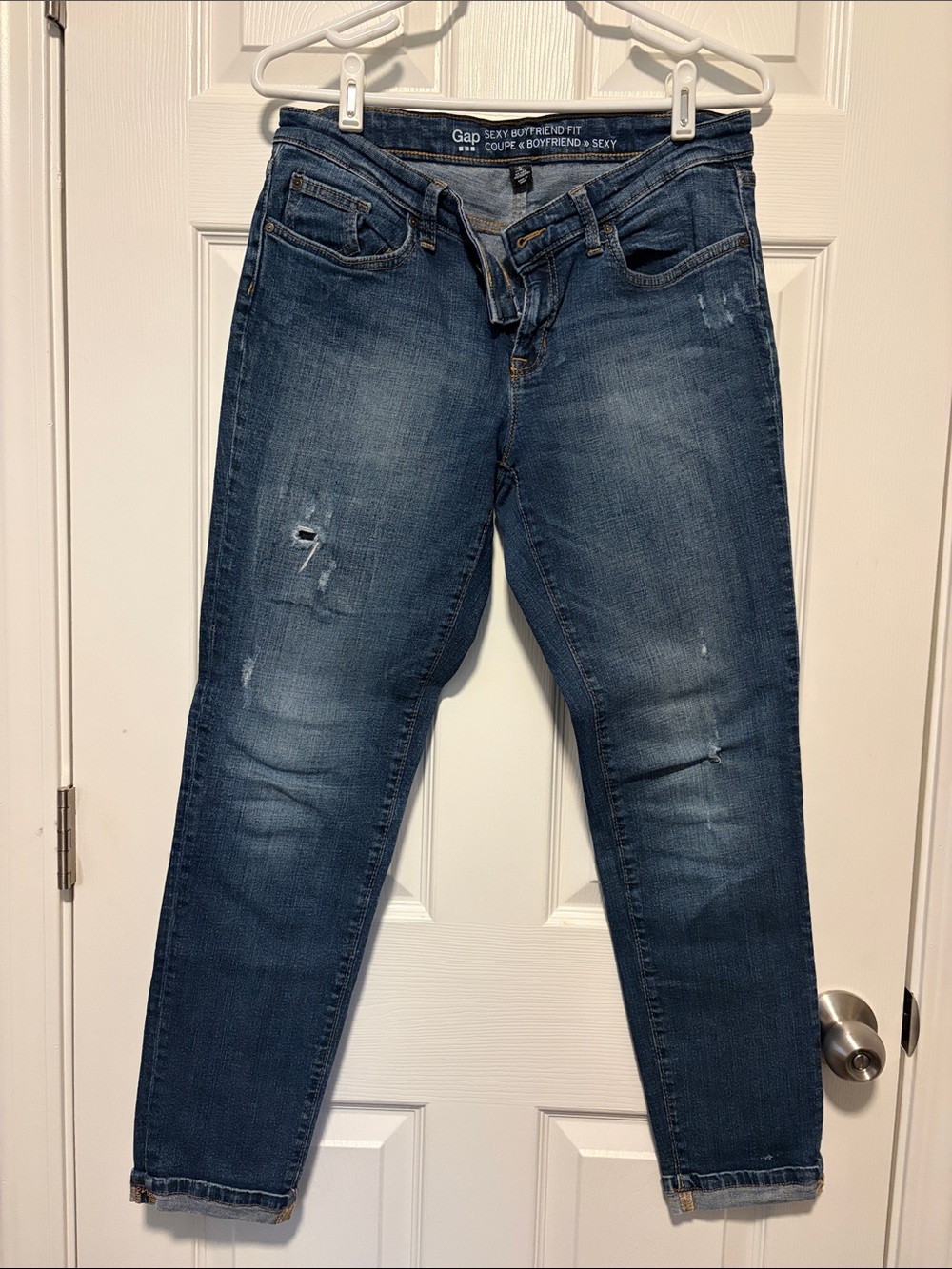 GAP Women's Boyfriend Jeans in Medium Blue Wash with Light Distressing